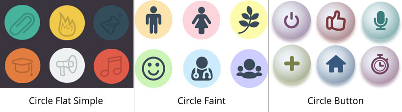 circle flat simple icon, circle faint icons, circle button icon converter