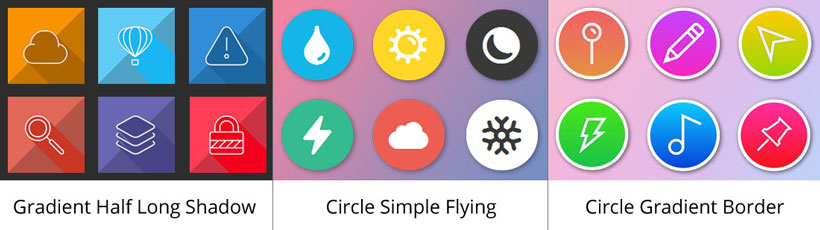 gradient half long shadow icon, circle simple flying icons, circle gradient border png icon maker