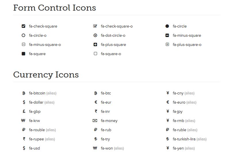 Font awesome icons