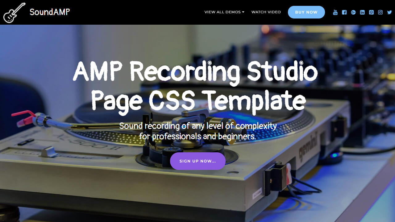 AMP Recording Studio Page CSS Template