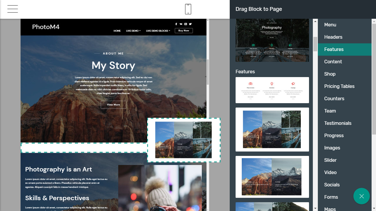 Bootstrap 4 photography template