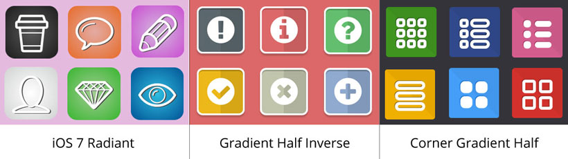 ios 7 radiant icon, gradient half inverse icons, corner gradient half iphone icon maker
