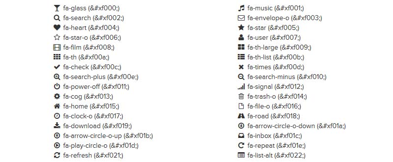 Font awesome cheatsheet